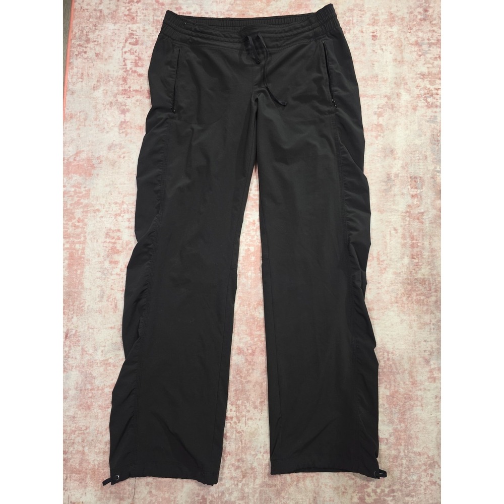 Athleta La‎ Viva Lined Pants Womens 10 Black Mid Rise Straight Leg Drawstring